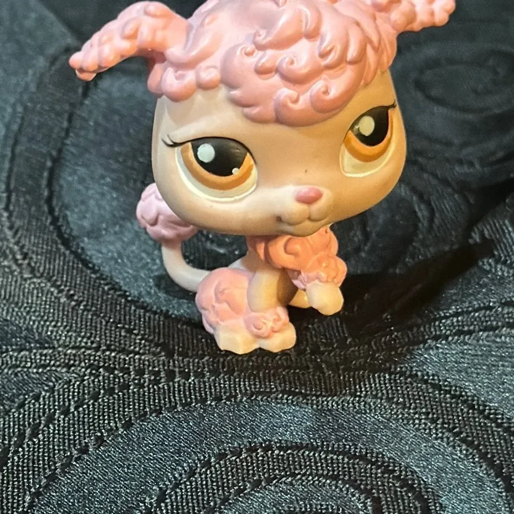 Littlest Pet Shop LPS #402 Pink French Poodle Puppy Dog with Brown Dot Eyes